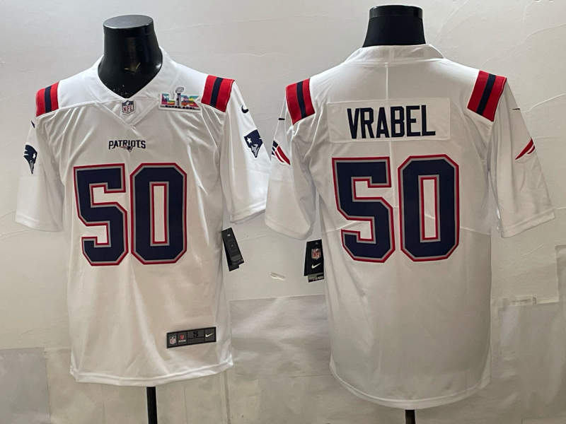Men 2026 New England Patriots #50 Vrabel white Nike Limited NFL Jersey 001